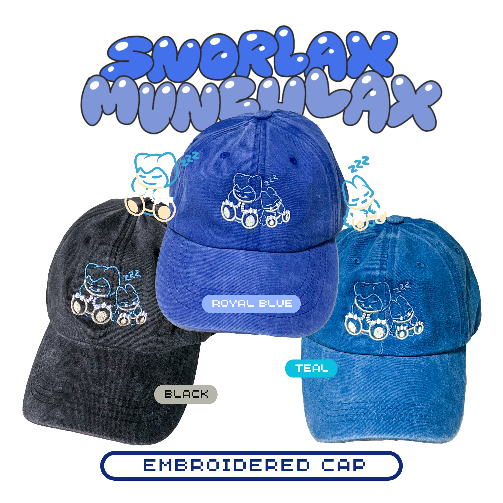 Embroidered Snorlax-Munchlax "Sleepy" Cap