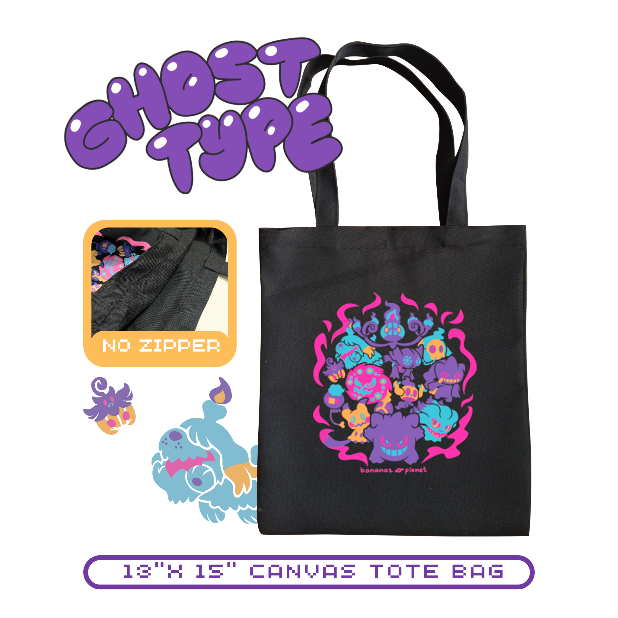 13" x 15" Ghost-type Canvas Tote Bag