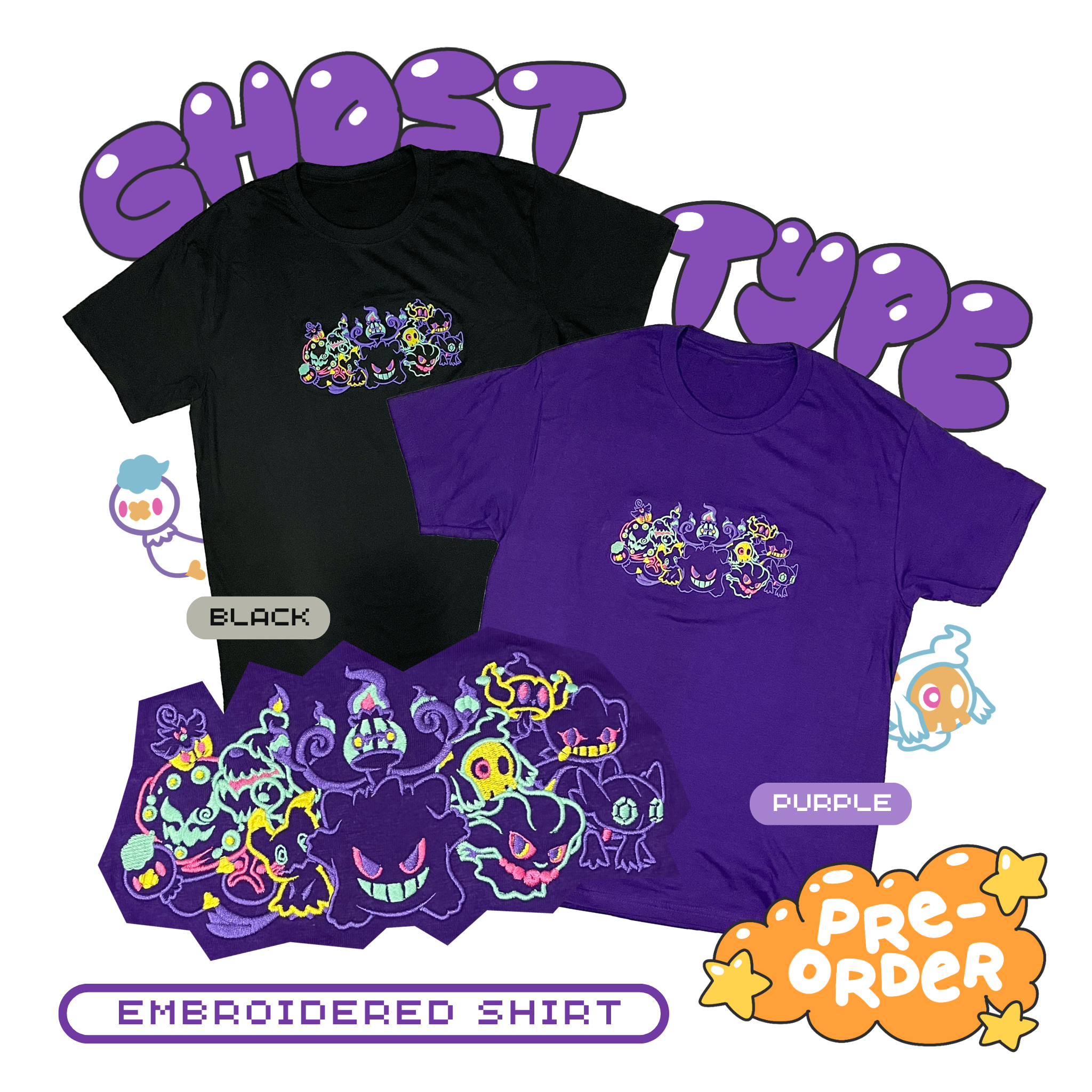 PRE-ORDER Embroidered Ghost-type Shirt