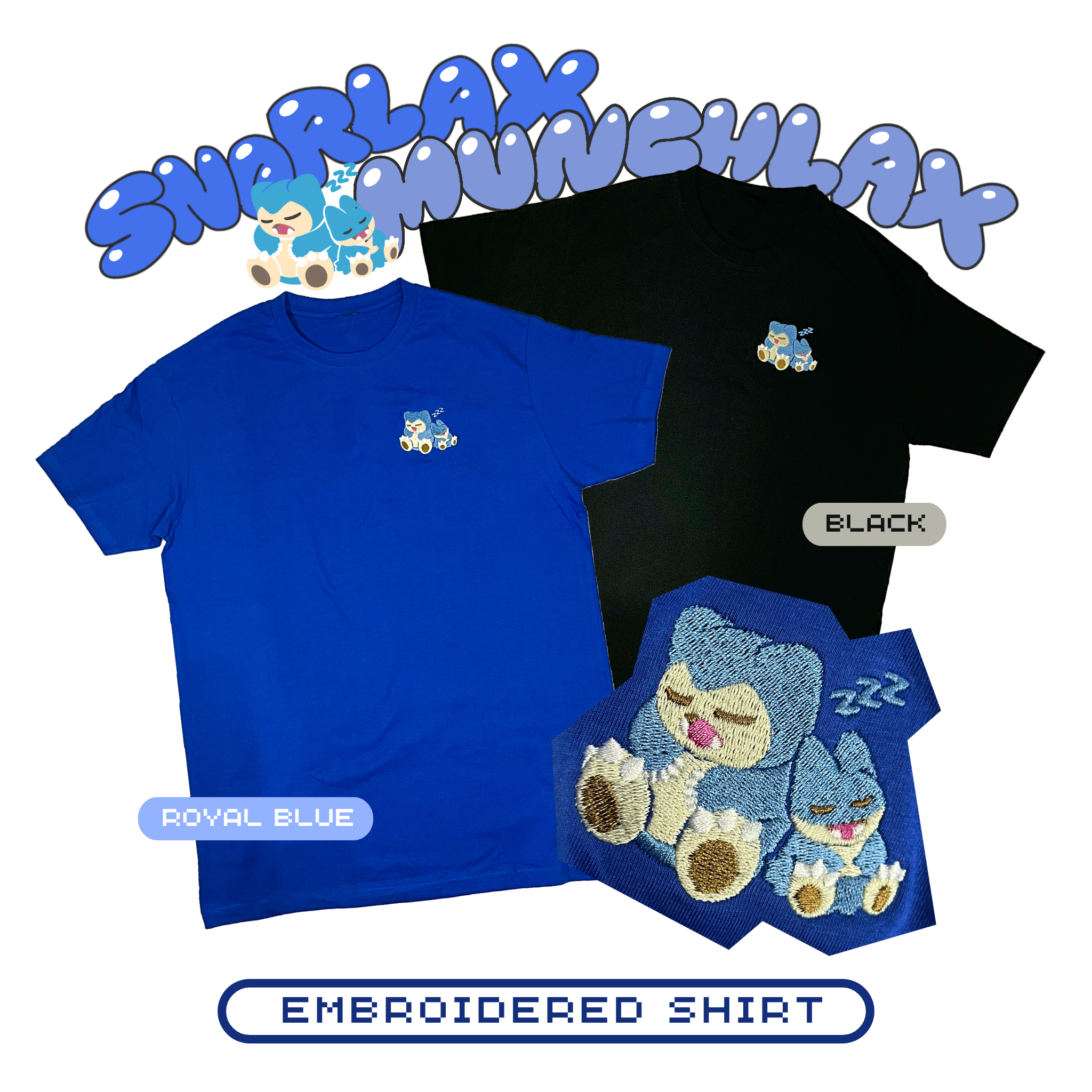 Embroidered Snorlax-Munchlax "Sleepy" Shirt