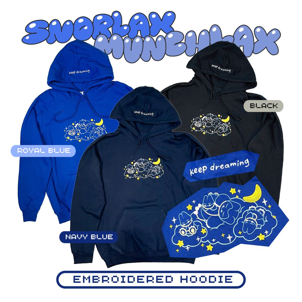 Embroidered Snorlax-Munchlax "Keep Dreaming" Hoodie